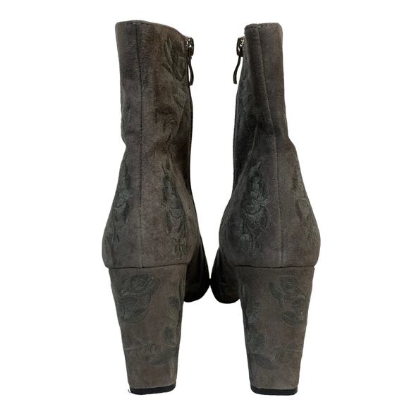 Anthropologie Silent D Mamet Gray Embroidered Suede Heeled Boots Size 10 - Picture 4 of 10
